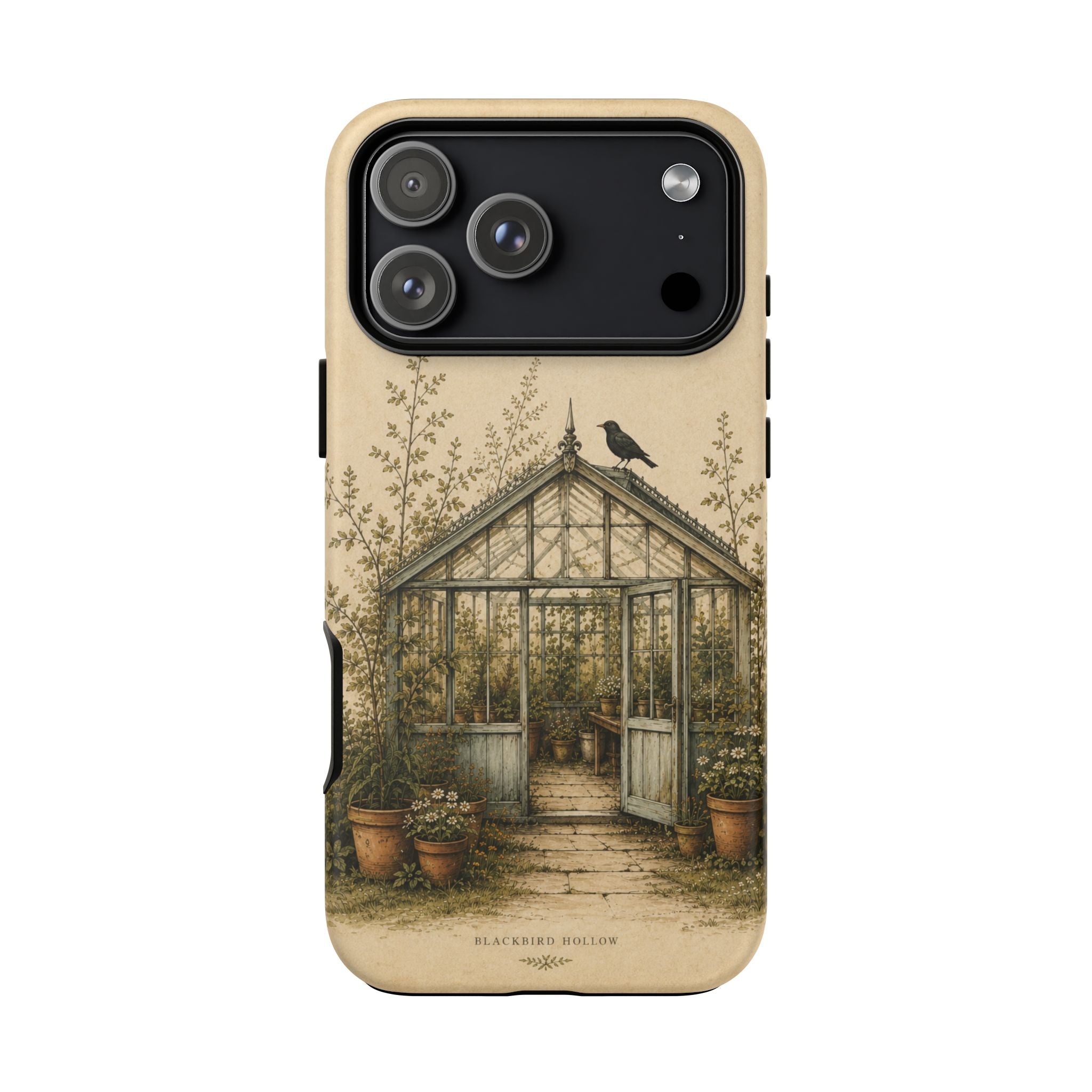 Vintage Greenhouse iPhone Case for iPhone 15–17, Botanical Art