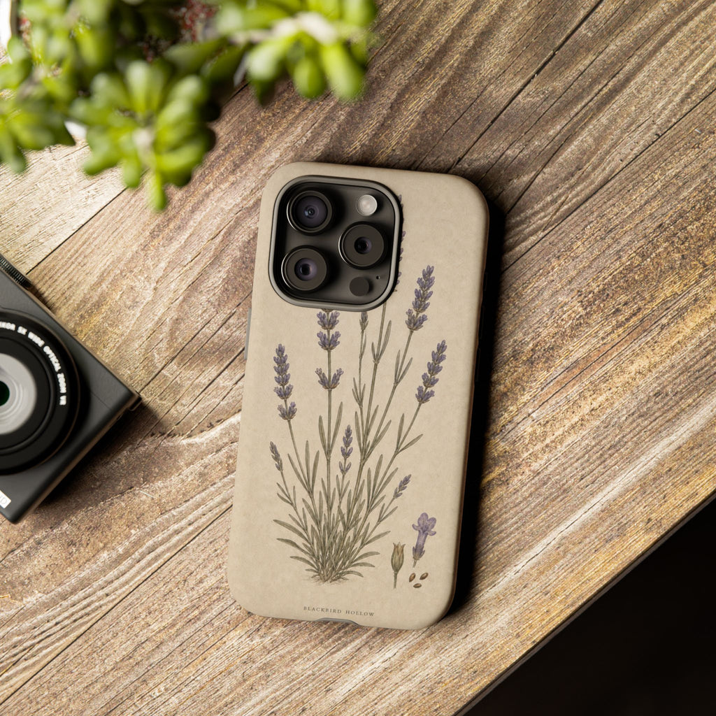 Vintage Lavender iPhone Case for iPhone 15–17, Botanical Art