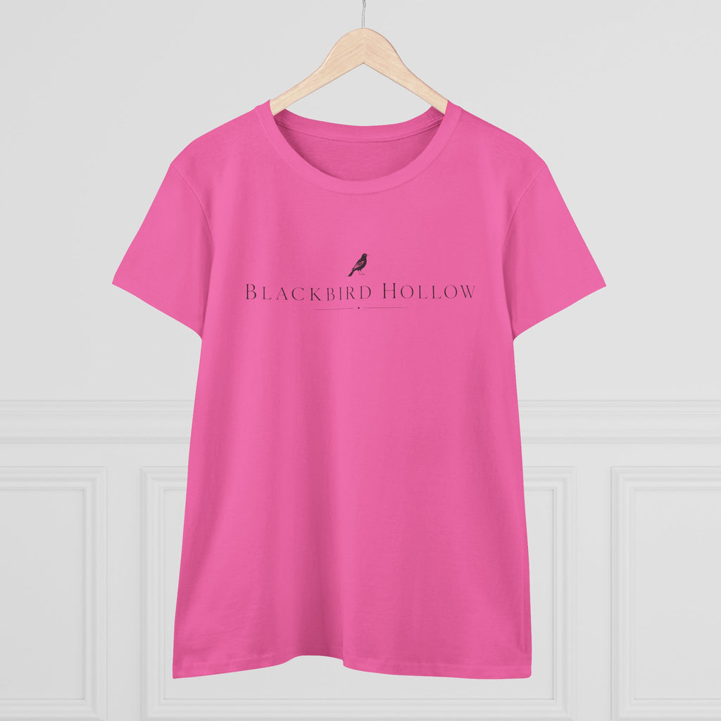 Blackbird Hollow Women's Tee — Minimal Script Logo Cotton Shirt