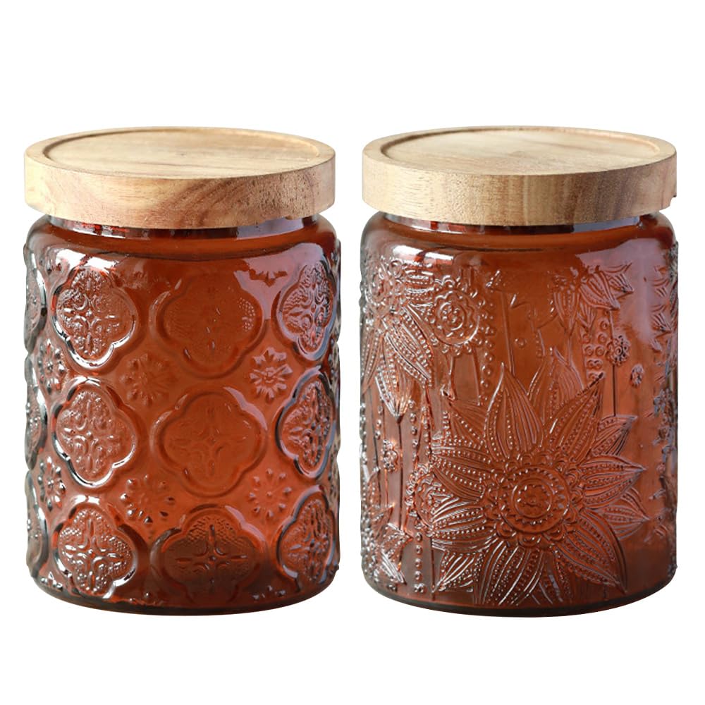 Vintage Glass Storage Jar — Embossed