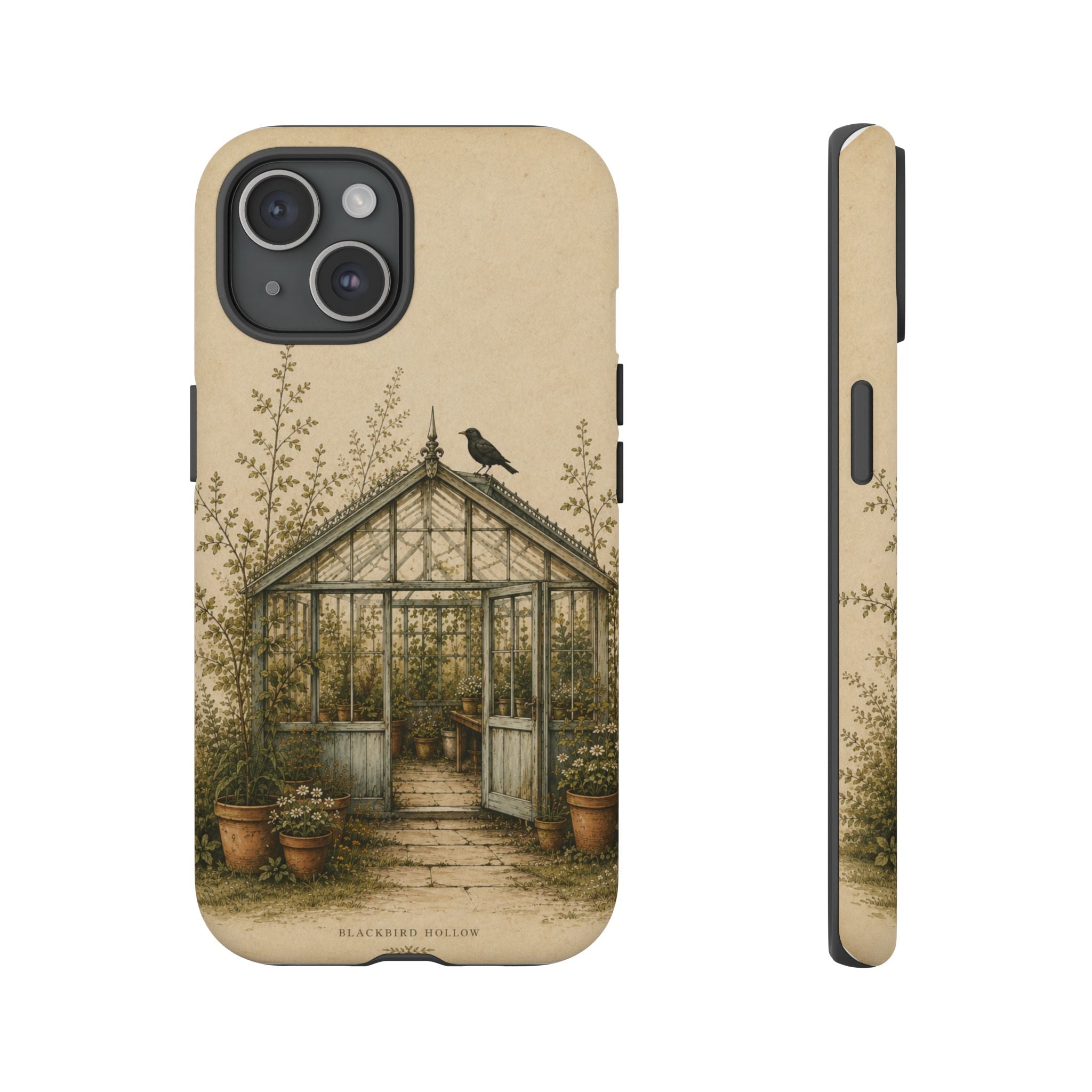 Vintage Greenhouse iPhone Case for iPhone 15–17, Botanical Art