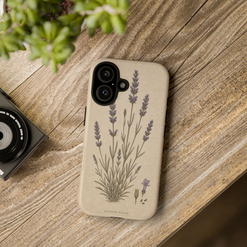 Vintage Lavender iPhone Case for iPhone 15–17, Botanical Art