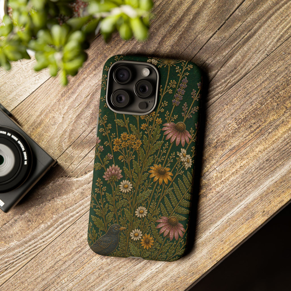 Floral Matte iPhone Case for iPhone 15–17, Cloisonné Meadow