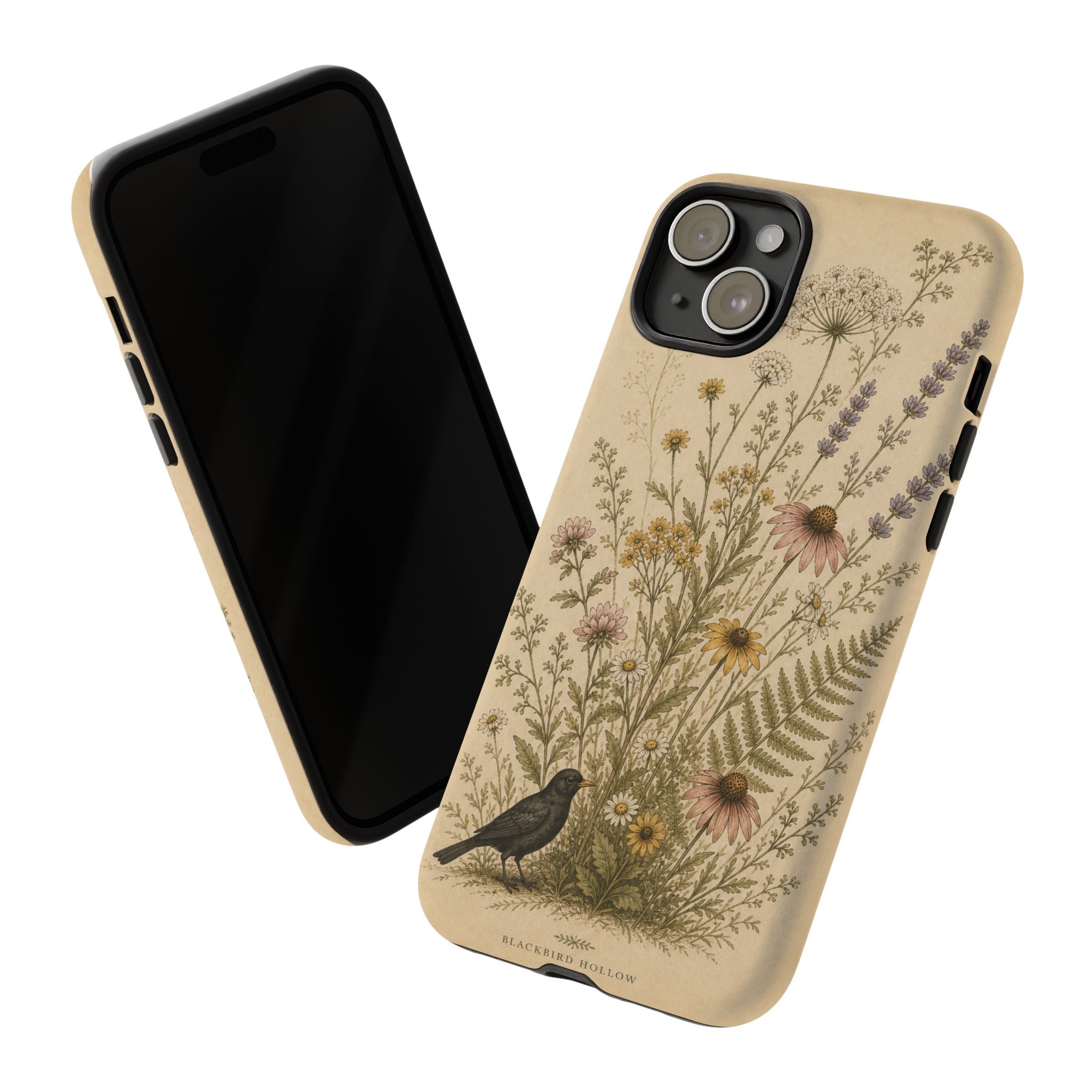 Vintage Botanical iPhone Case for iPhone 15–17, Wildflower Meadow