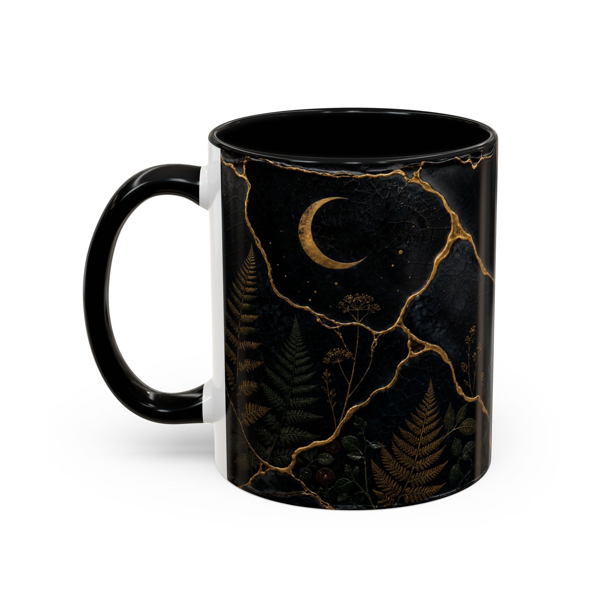 Botanical Coffee Mug, Kintsugi Night Garden Design