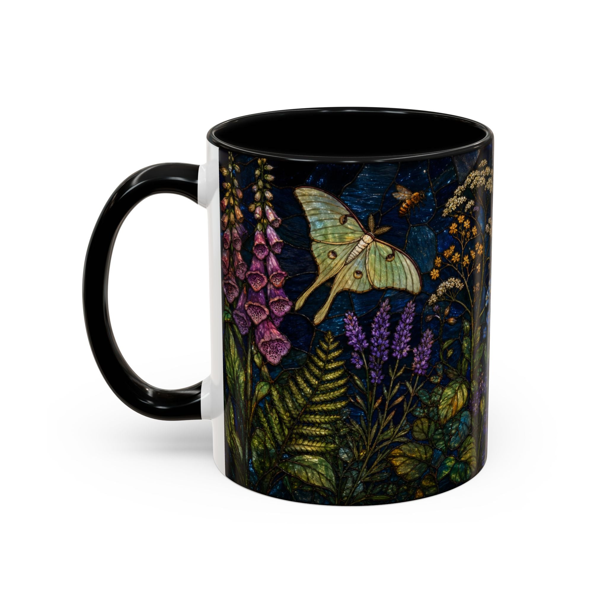 Stained Glass Floral Coffee Mug, Wildflower Garden Design
