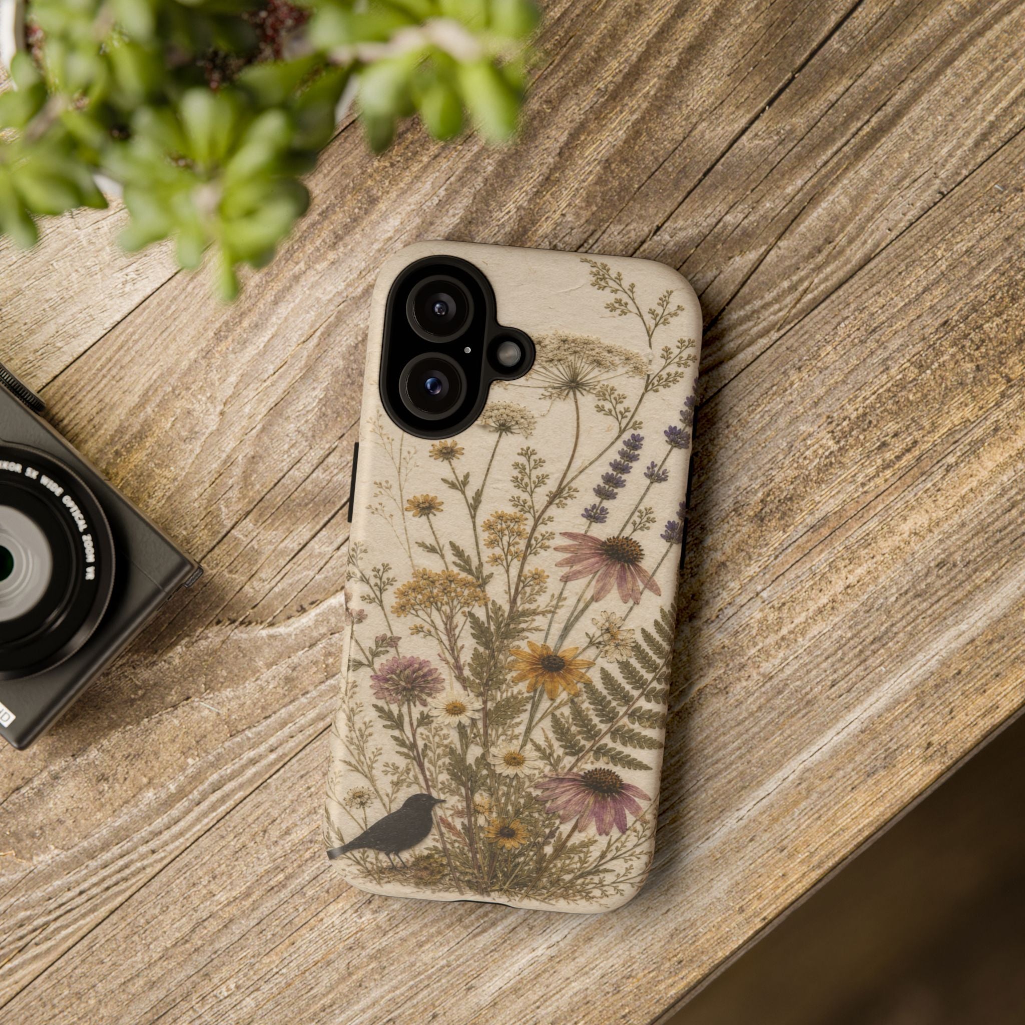 Pressed Flower iPhone Case for iPhone 15–17, Wildflower Herbarium