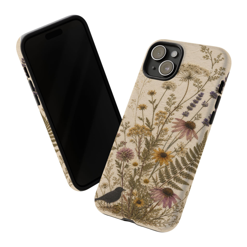 Pressed Flower iPhone Case for iPhone 15–17, Wildflower Herbarium