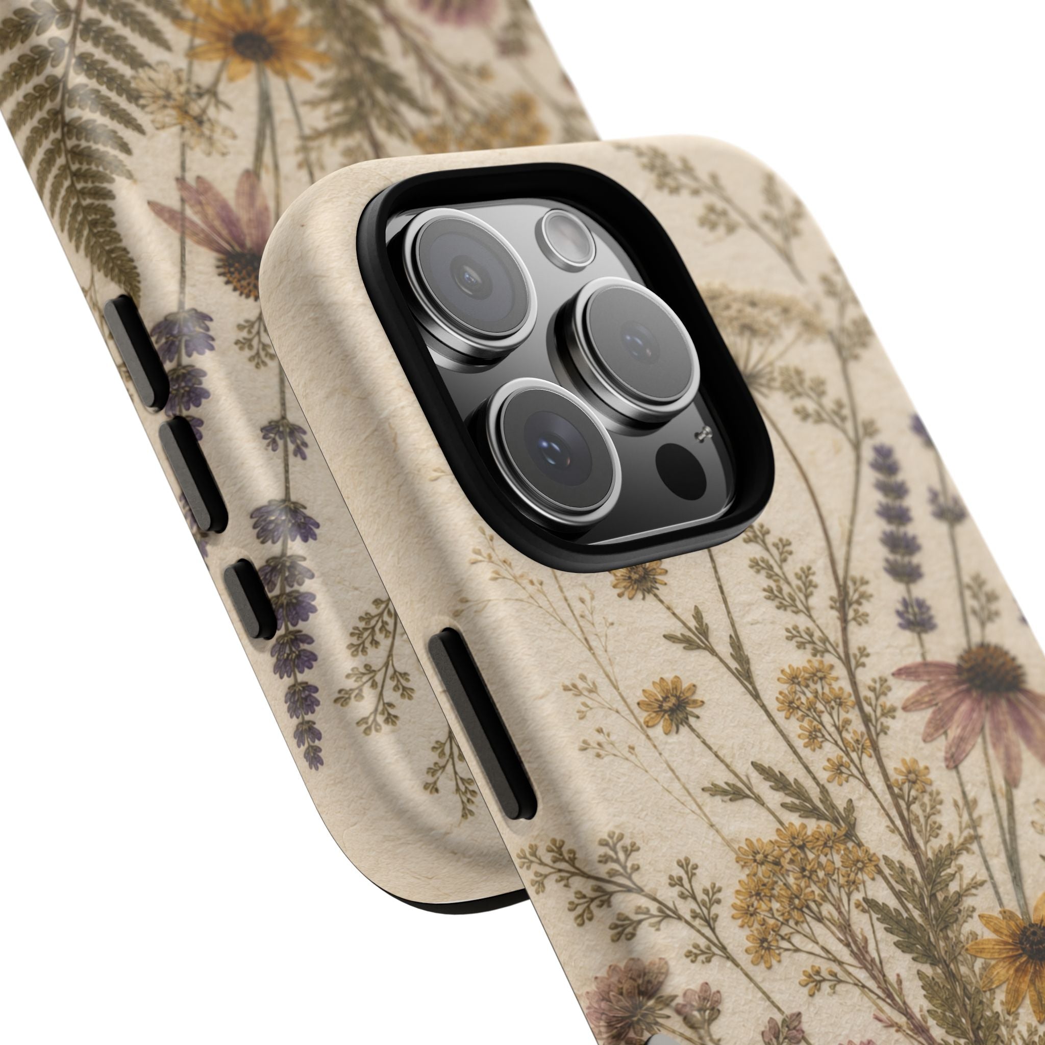 Pressed Flower iPhone Case for iPhone 15–17, Wildflower Herbarium
