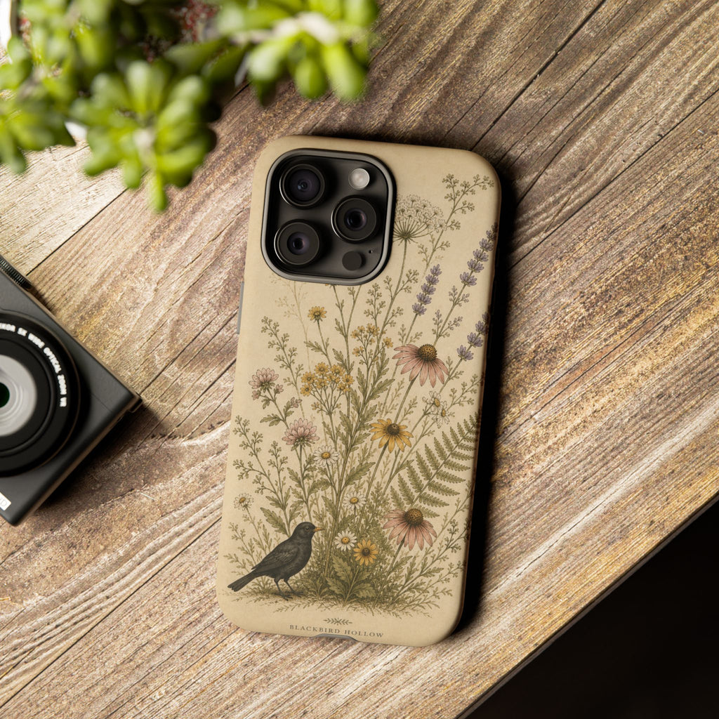 Vintage Botanical iPhone Case for iPhone 15–17, Wildflower Meadow