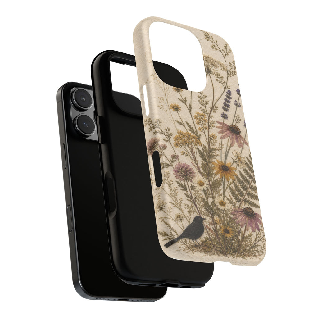 Pressed Flower iPhone Case for iPhone 15–17, Wildflower Herbarium