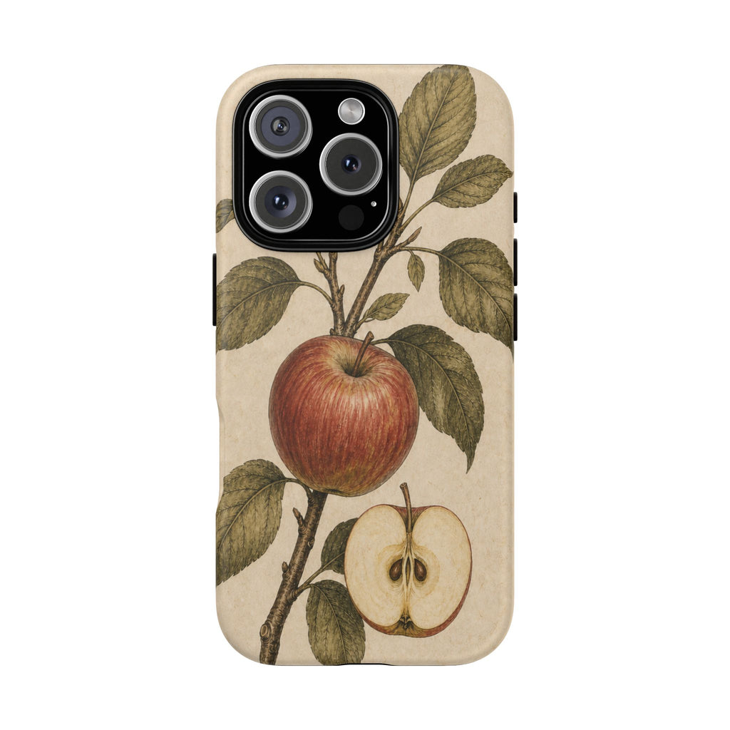 Vintage Botanical iPhone Case for iPhone 15–17, Heirloom Apple
