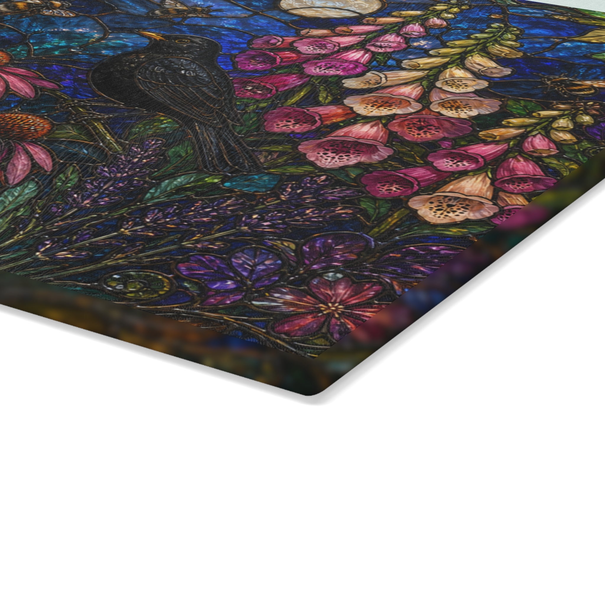 Stained Glass Cutting Board, Wildflower Garden Kitchen Decor
