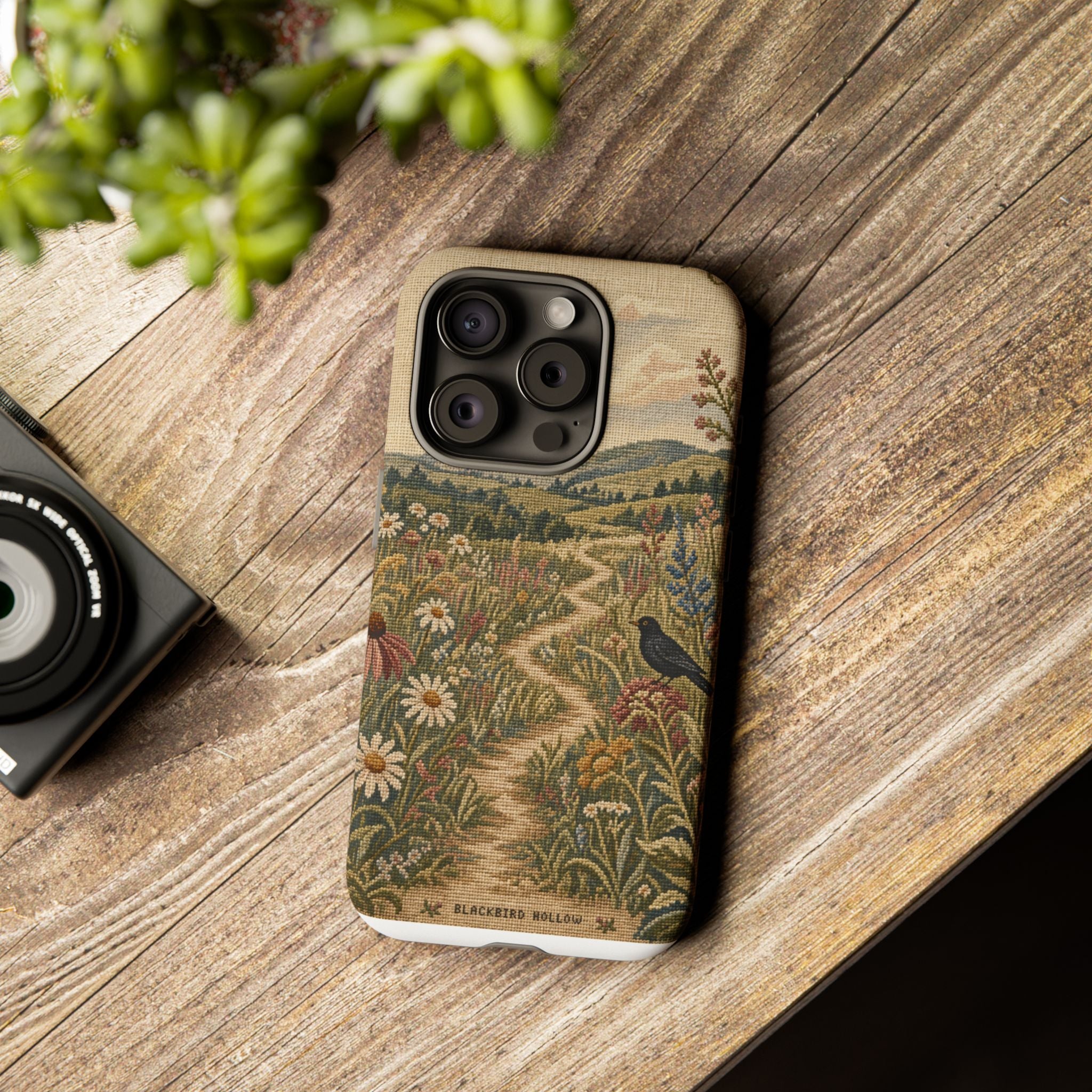 Floral Matte iPhone Case for iPhone 15–17, Needlepoint Meadow