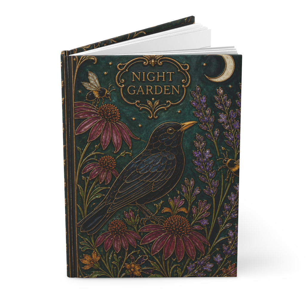 Botanical Hardcover Journal, Cloisonné Night Garden Notebook