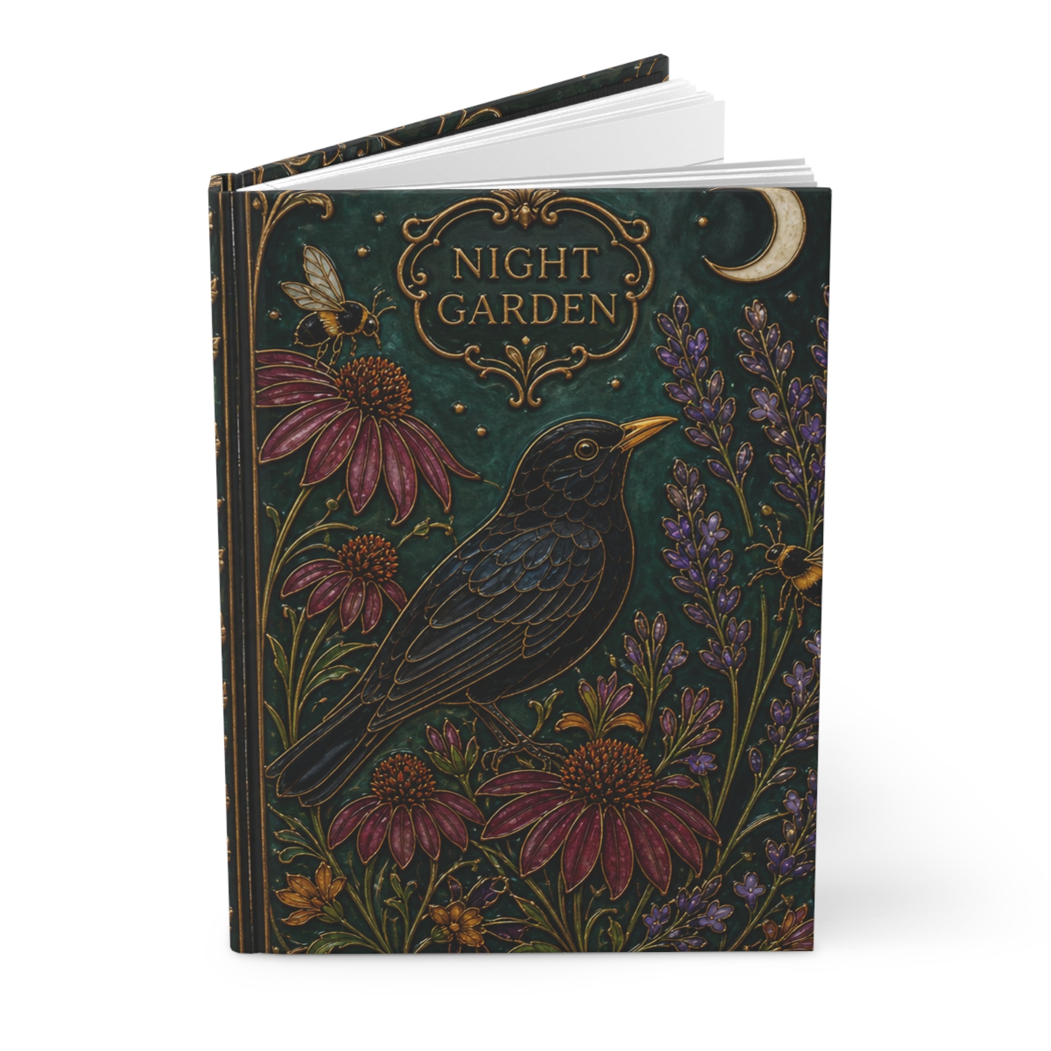Botanical Hardcover Journal, Cloisonné Night Garden Notebook