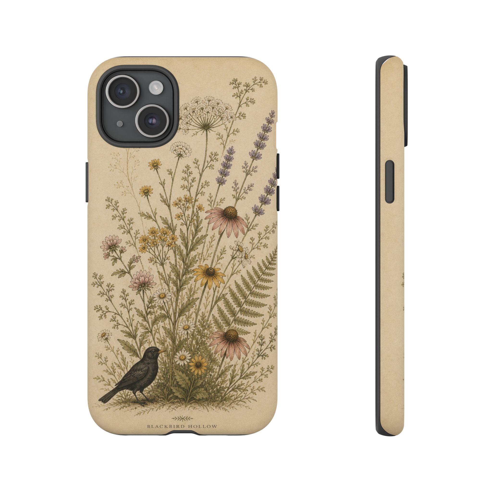 Vintage Botanical iPhone Case for iPhone 15–17, Wildflower Meadow