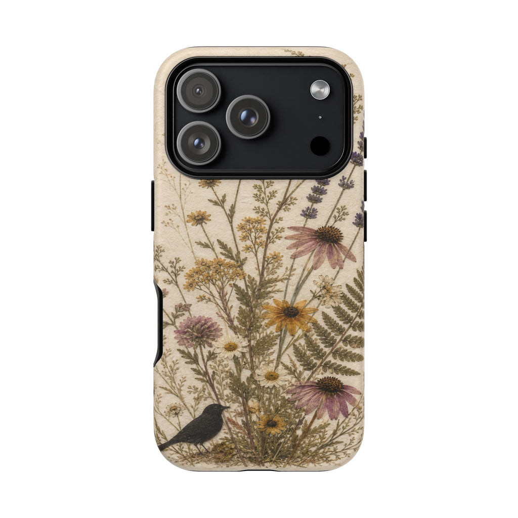 Pressed Flower iPhone Case for iPhone 15–17, Wildflower Herbarium