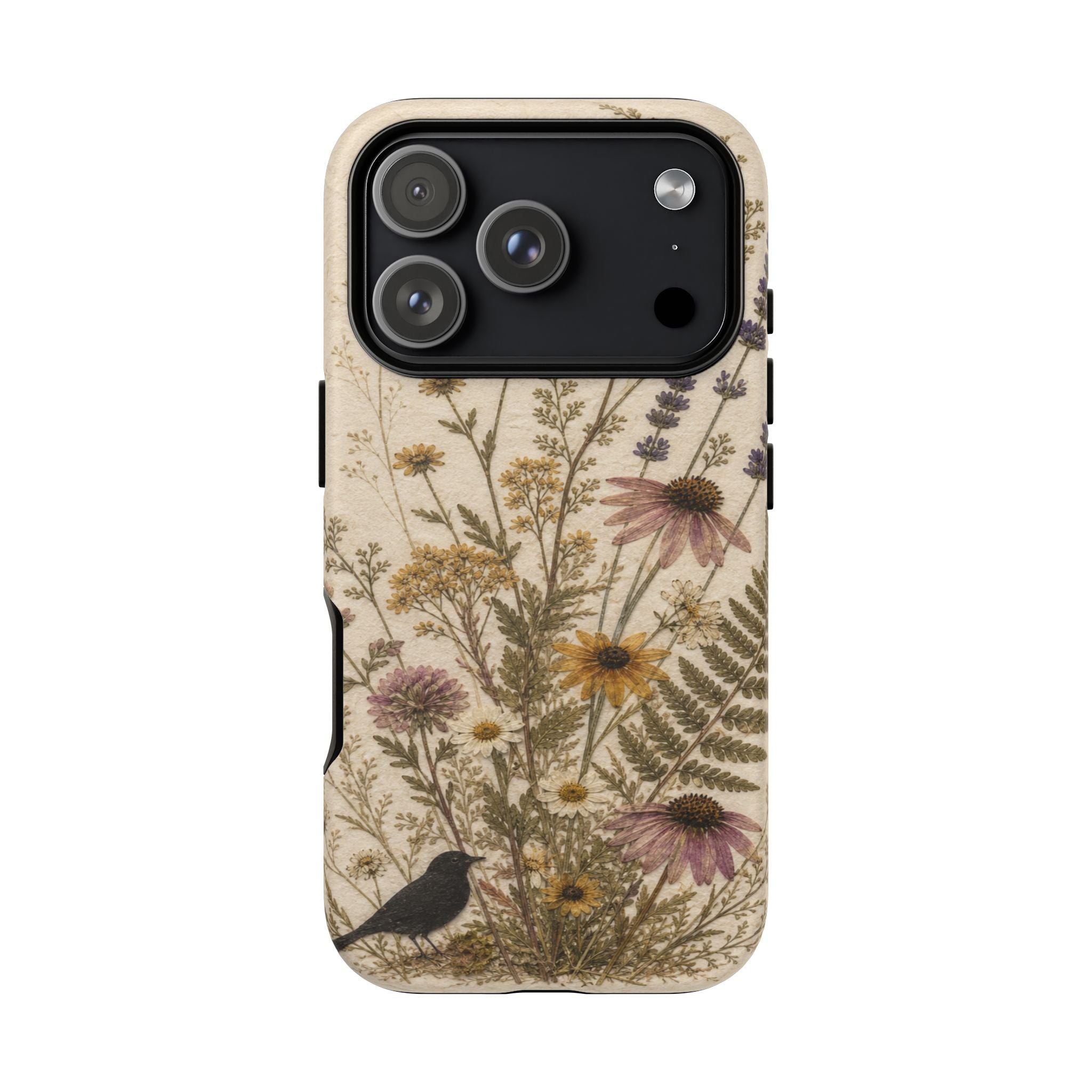 Pressed Flower iPhone Case for iPhone 15–17, Wildflower Herbarium