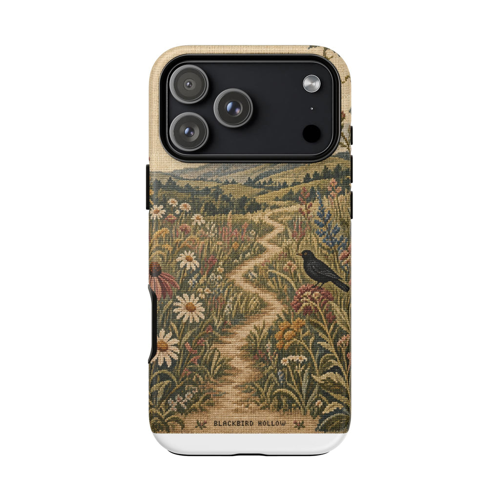 Floral Matte iPhone Case for iPhone 15–17, Needlepoint Meadow