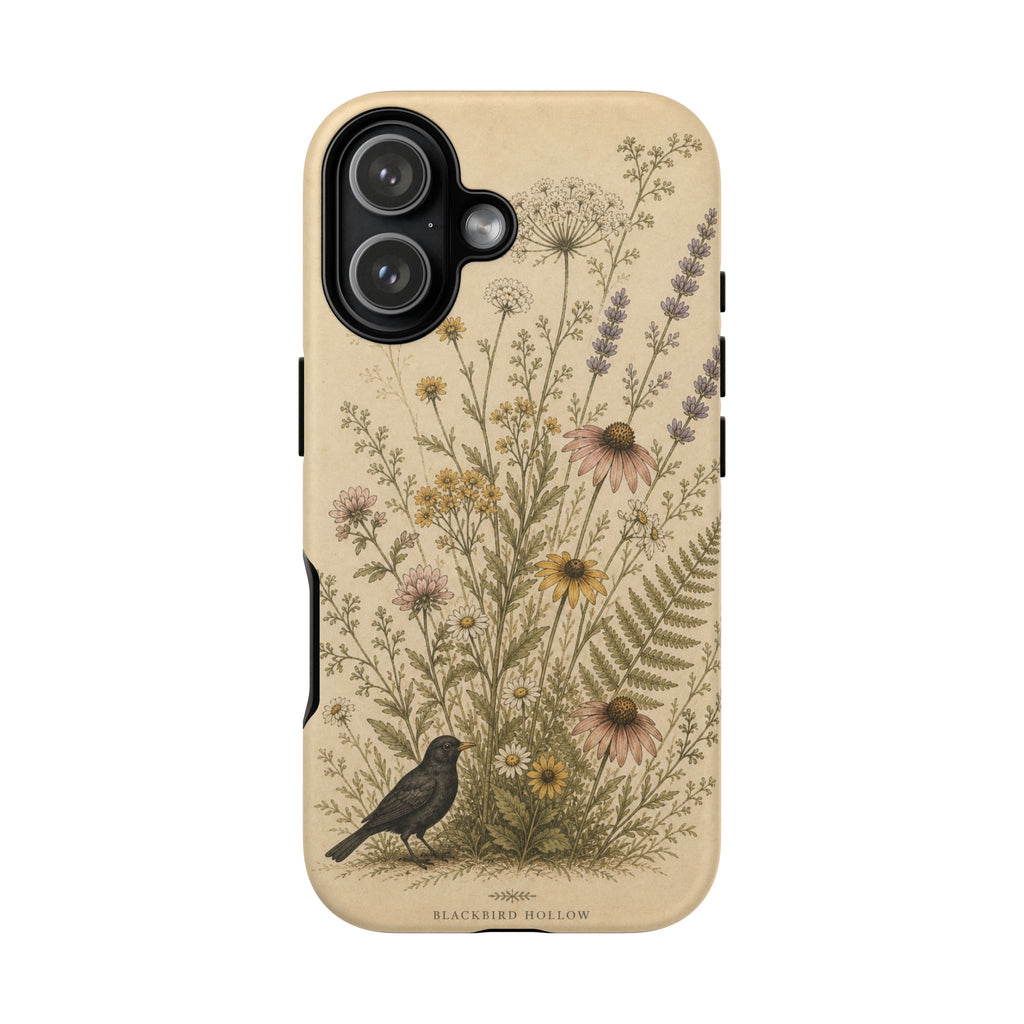 Vintage Botanical iPhone Case for iPhone 15–17, Wildflower Meadow