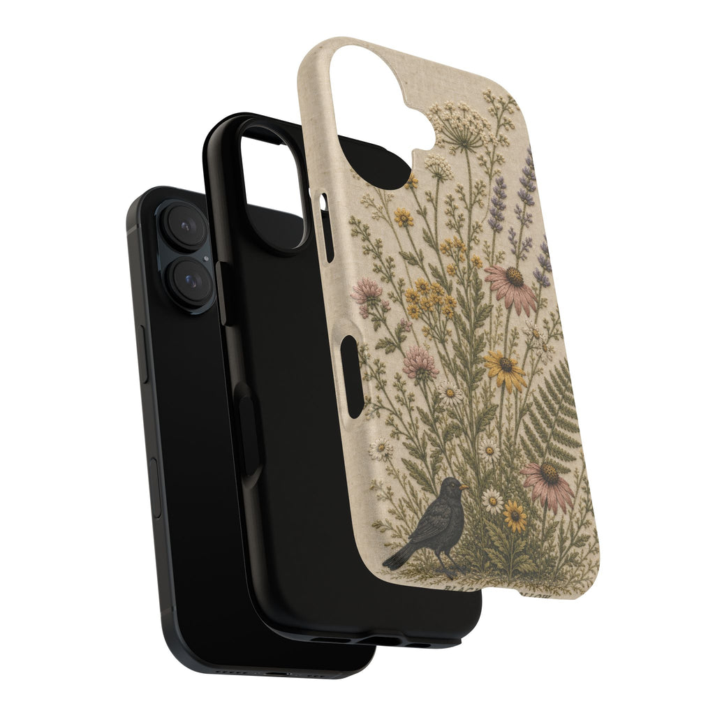 Floral Matte iPhone Case for iPhone 15–17, Embroidered Meadow