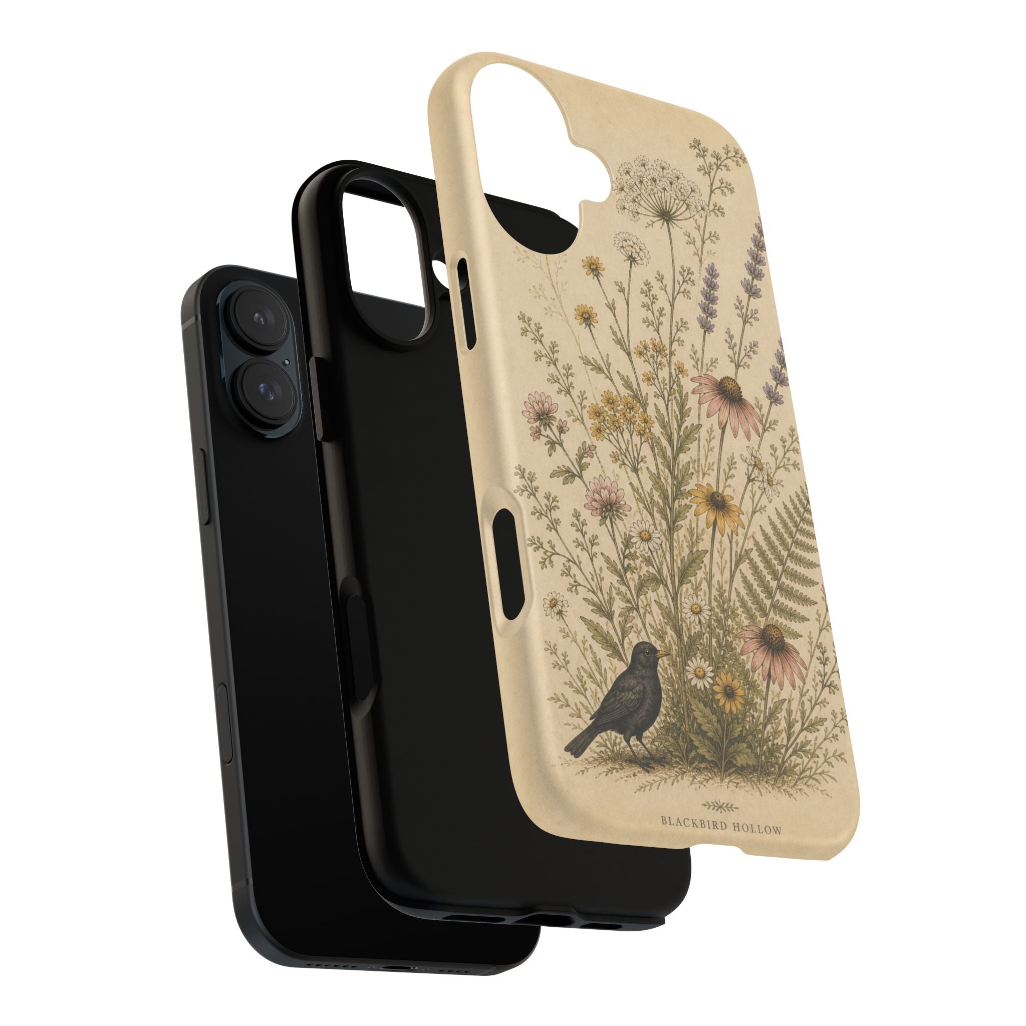 Vintage Botanical iPhone Case for iPhone 15–17, Wildflower Meadow