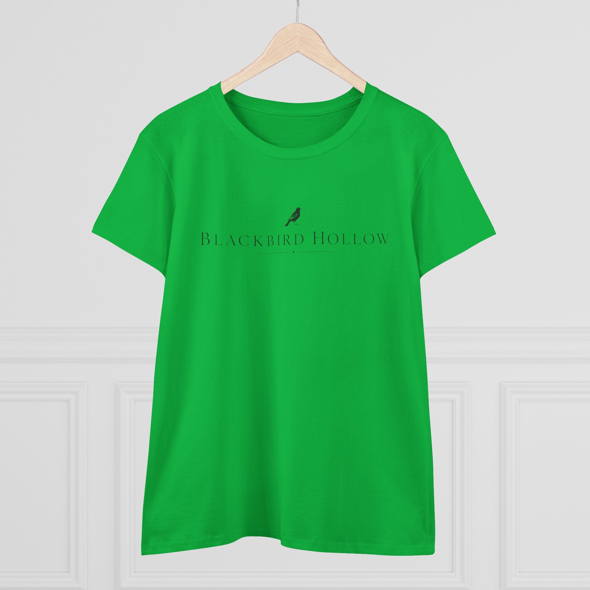 Blackbird Hollow Women's Tee — Minimal Script Logo Cotton Shirt