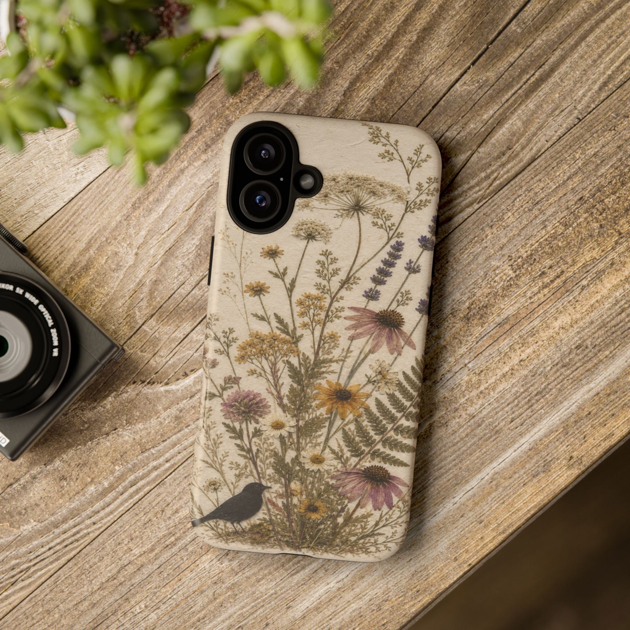 Pressed Flower iPhone Case for iPhone 15–17, Wildflower Herbarium