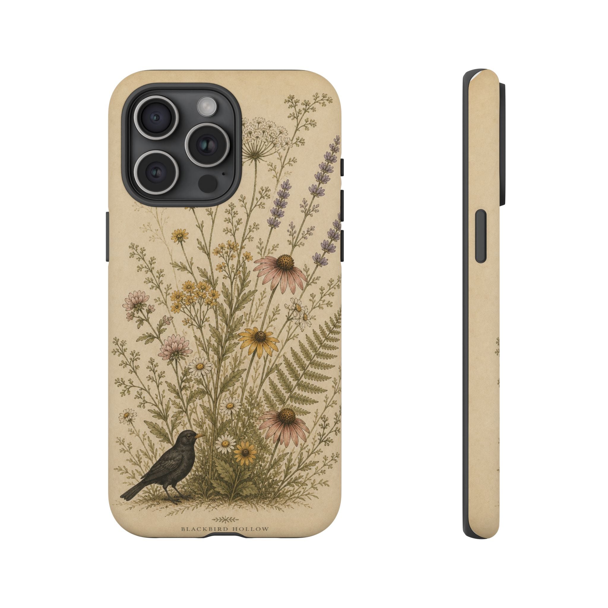 Vintage Botanical iPhone Case for iPhone 15–17, Wildflower Meadow