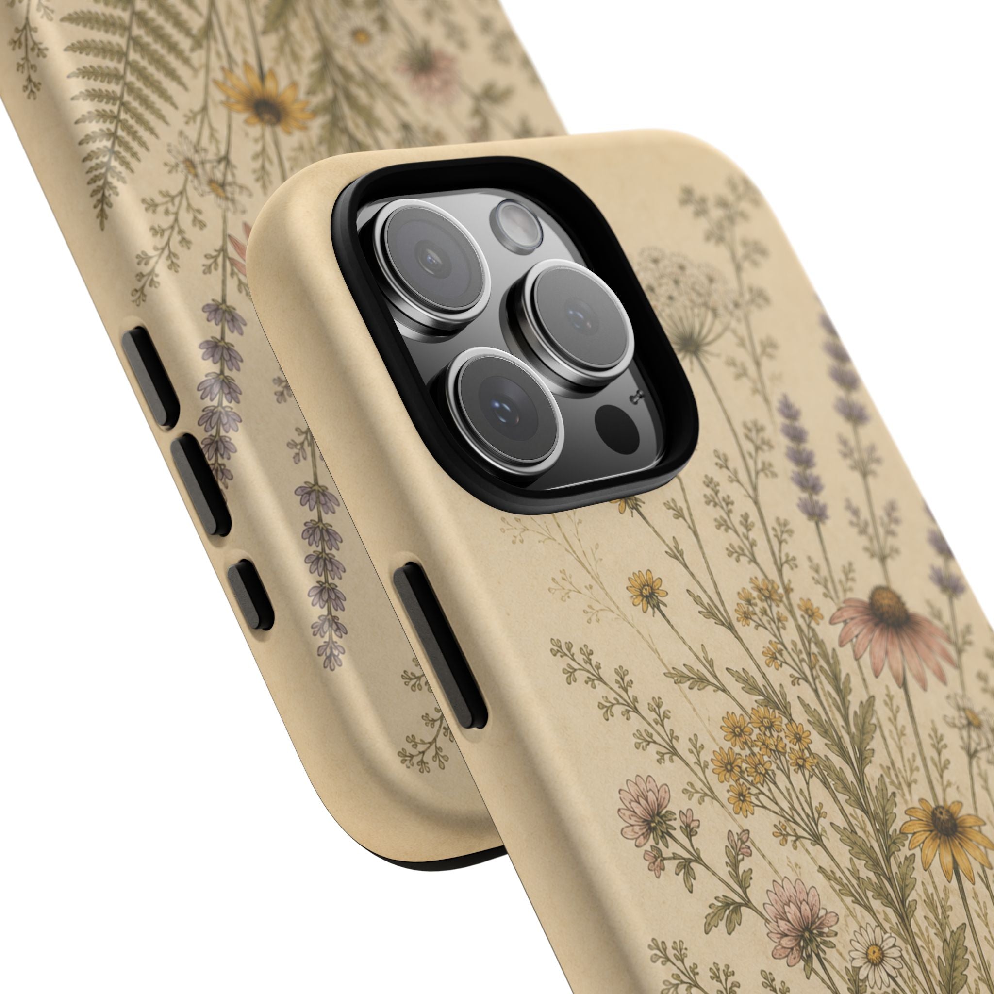 Vintage Botanical iPhone Case for iPhone 15–17, Wildflower Meadow