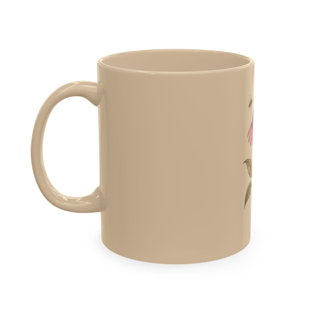 Botanical Ceramic Mug, Echinacea and Honeybee Garden Design