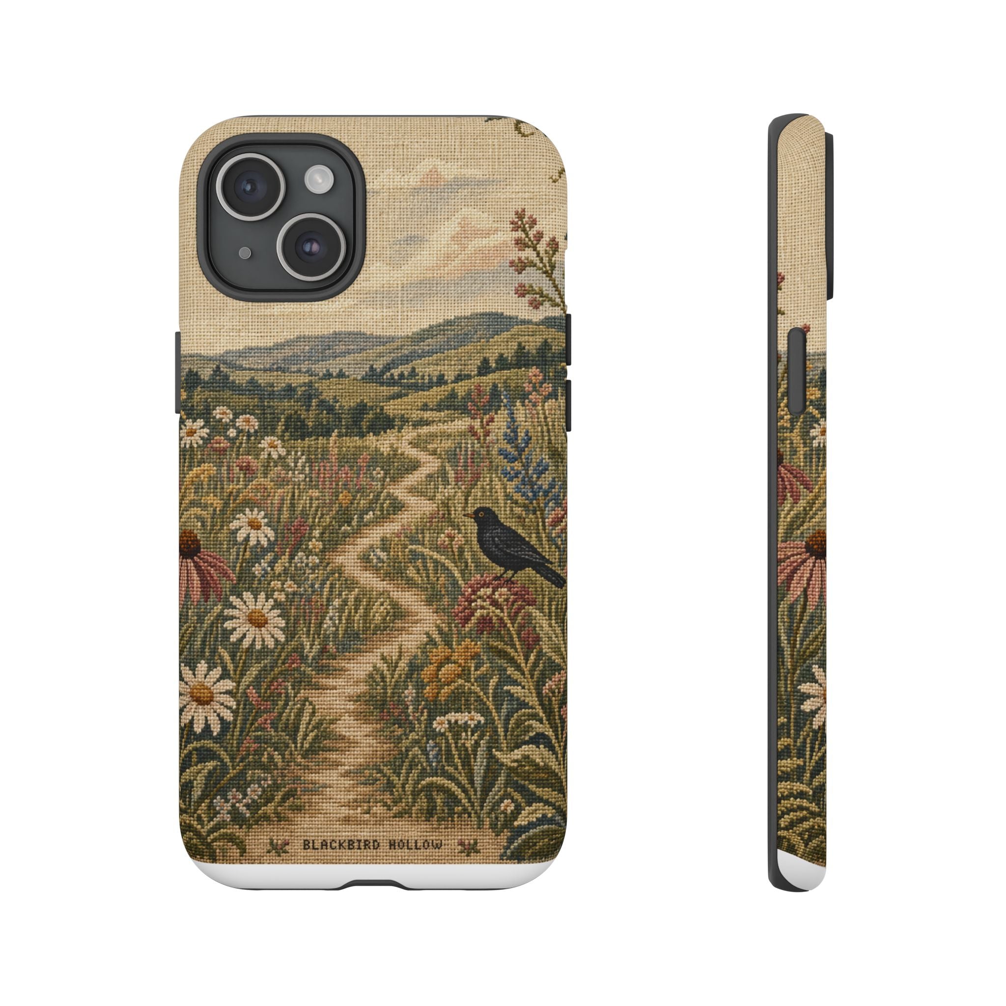 Floral Matte iPhone Case for iPhone 15–17, Needlepoint Meadow