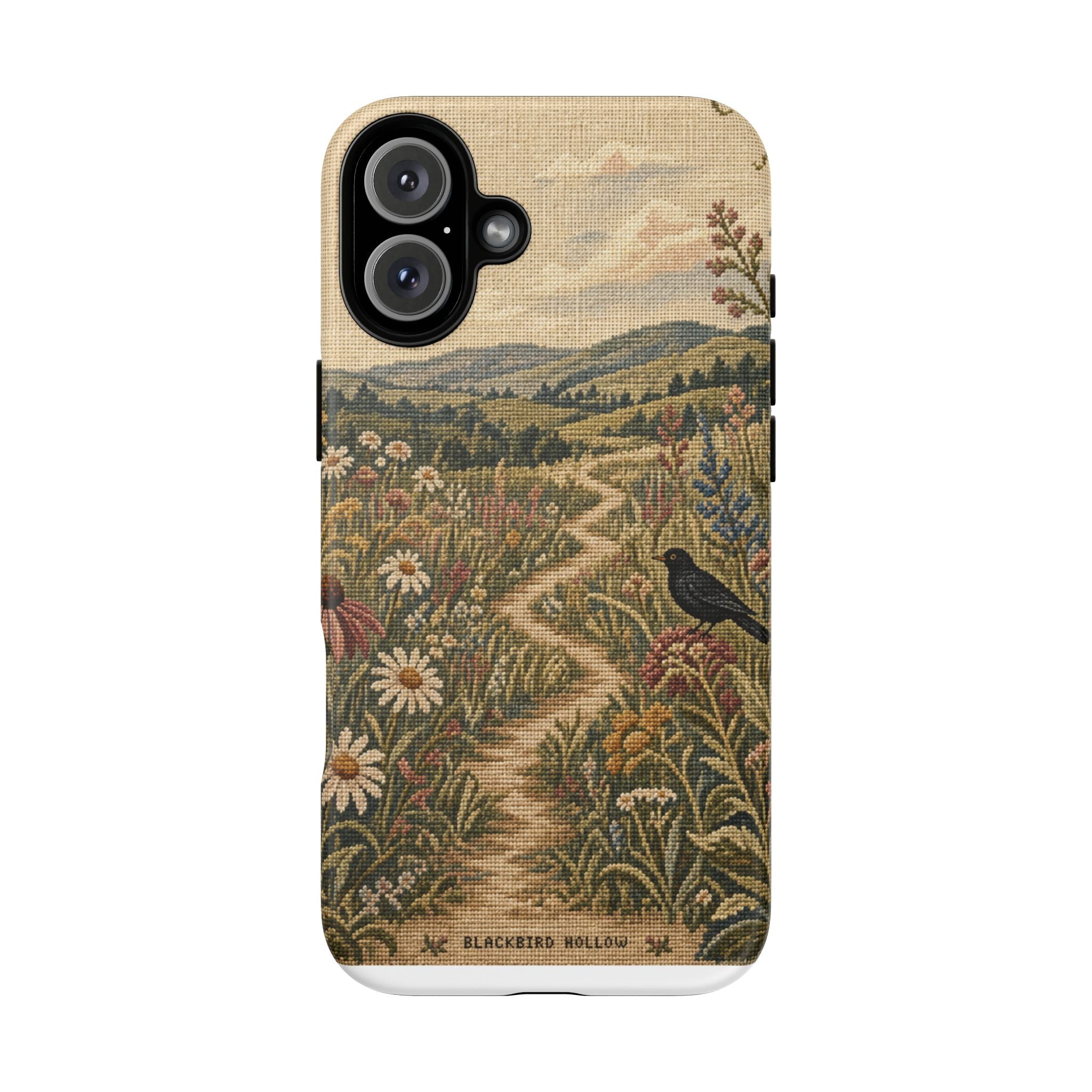 Floral Matte iPhone Case for iPhone 15–17, Needlepoint Meadow