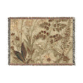 Gilded Herbarium Woven Cotton Blanket, Floral Wedding Throw, 60 x 80