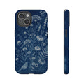 Blue Botanical iPhone Case for iPhone 15–17, Cyanotype Wildflowers
