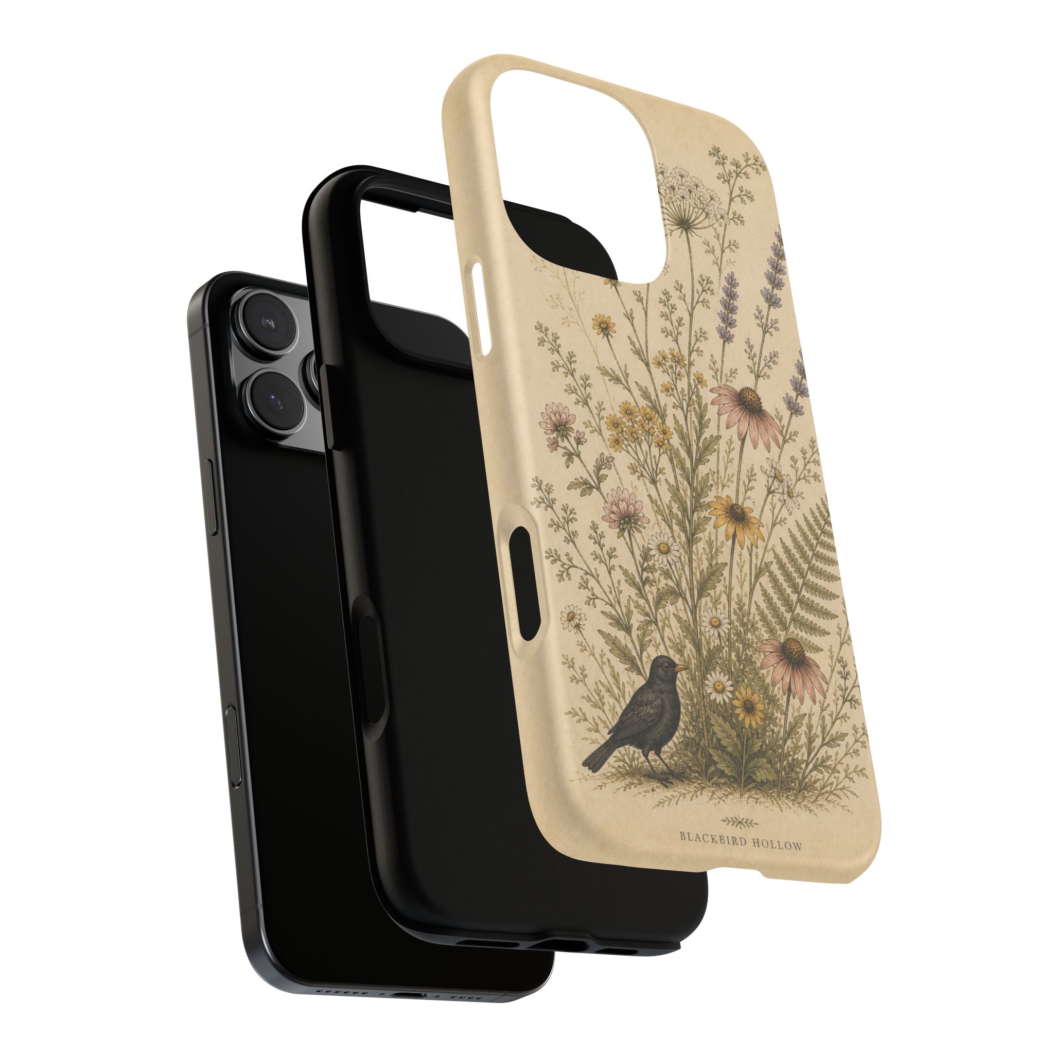 Vintage Botanical iPhone Case for iPhone 15–17, Wildflower Meadow