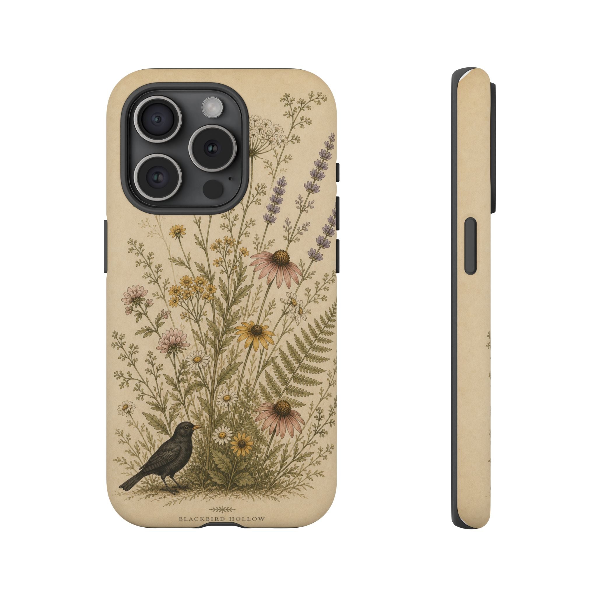 Vintage Botanical iPhone Case for iPhone 15–17, Wildflower Meadow