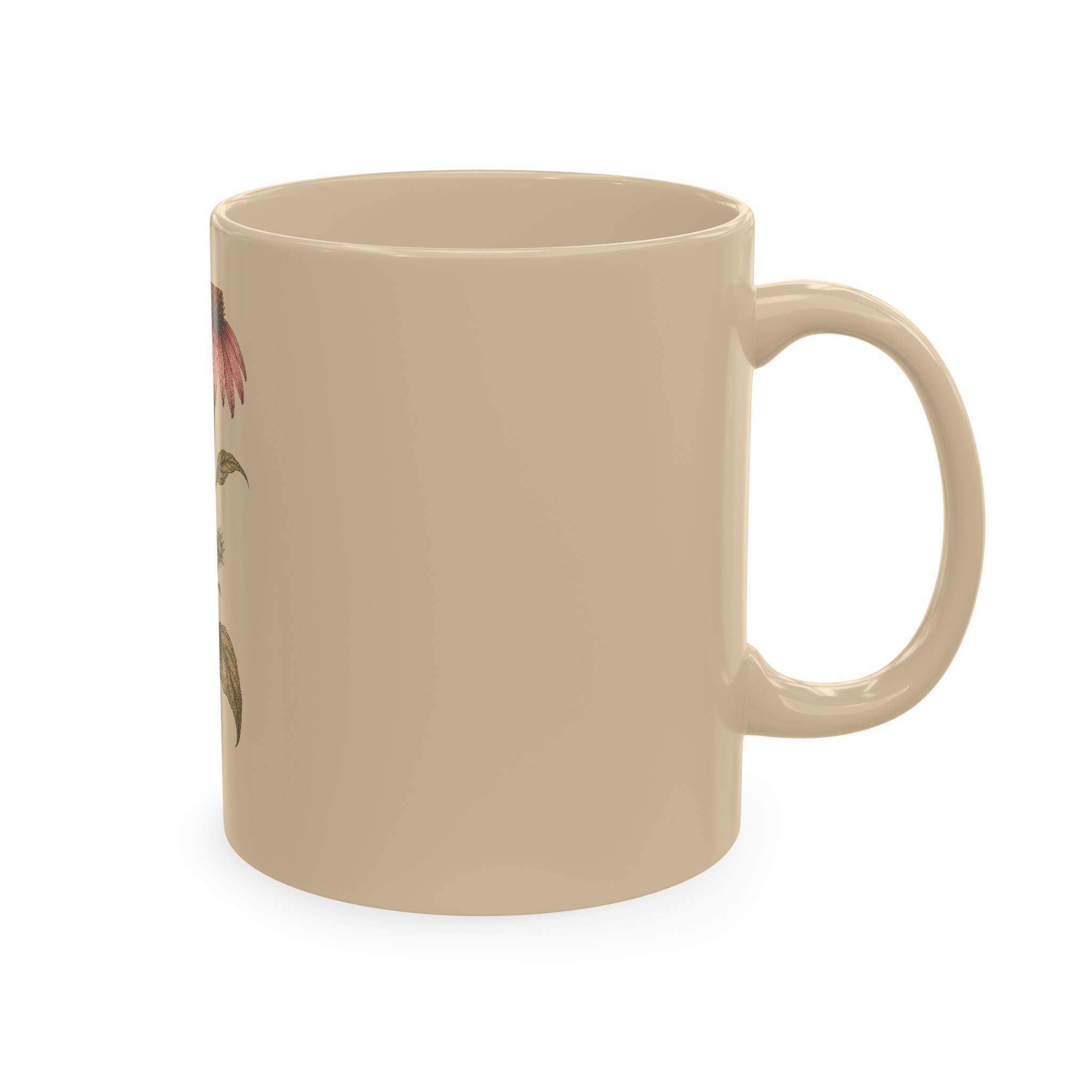 Botanical Ceramic Mug, Echinacea and Honeybee Garden Design