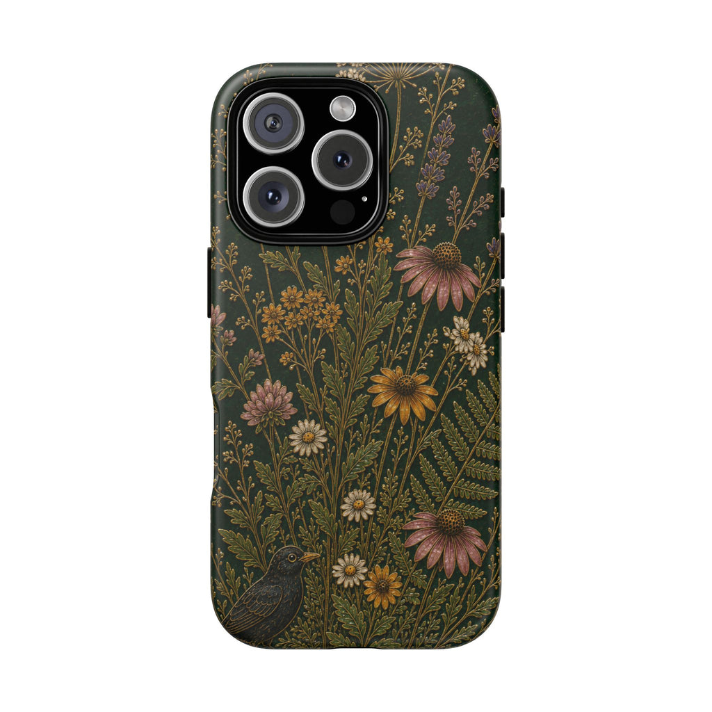 Floral Matte iPhone Case for iPhone 15–17, Cloisonné Meadow