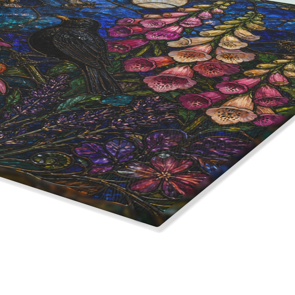 Stained Glass Cutting Board, Wildflower Garden Kitchen Decor