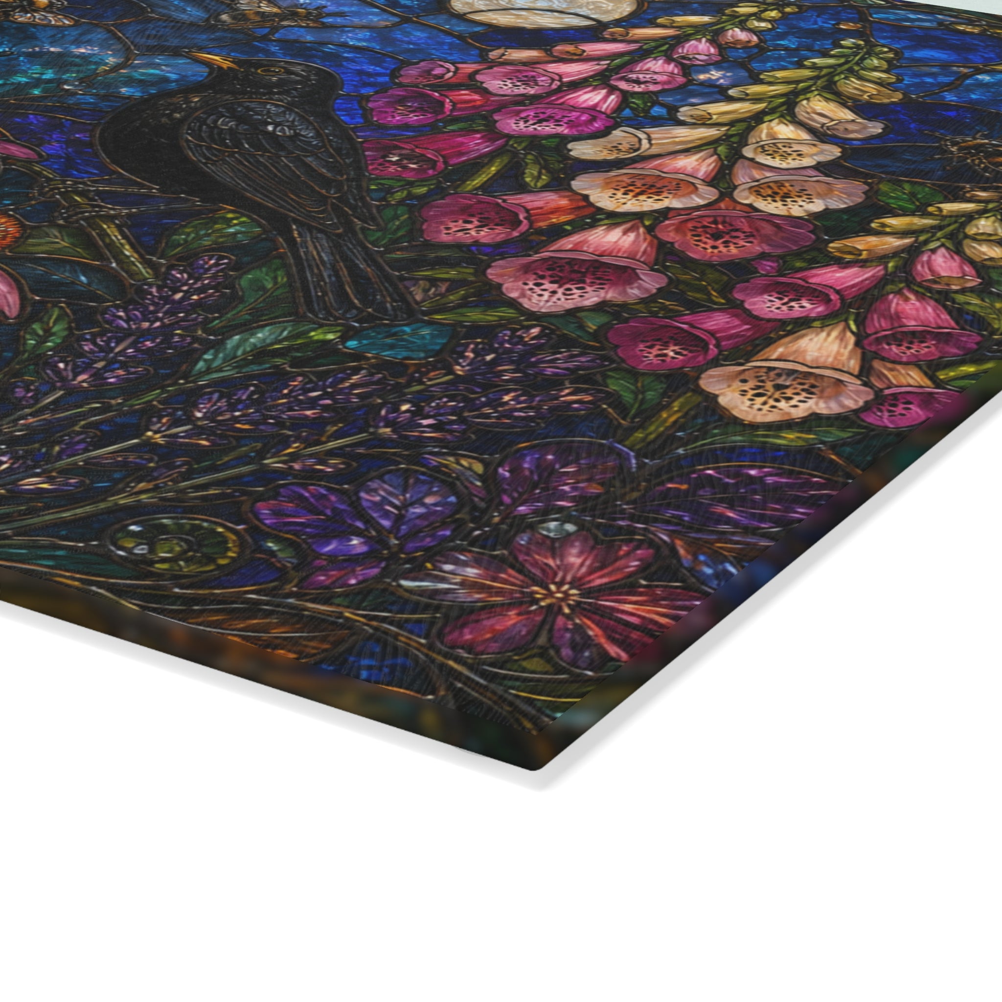Stained Glass Cutting Board, Wildflower Garden Kitchen Decor