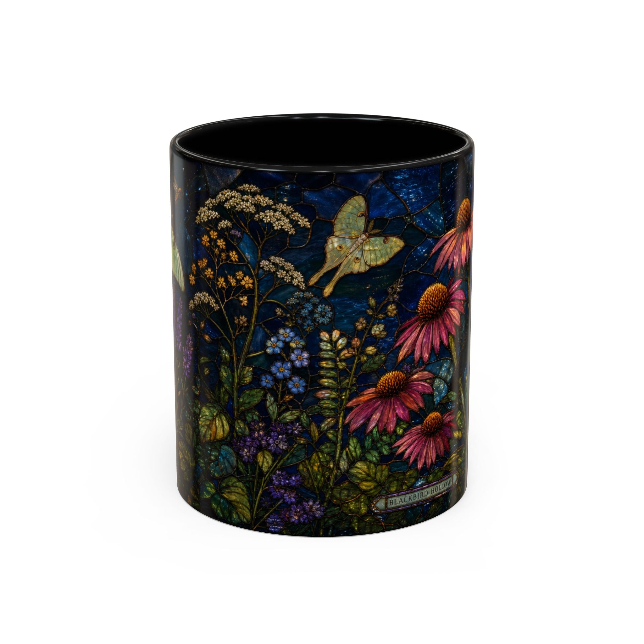 Stained Glass Floral Coffee Mug, Wildflower Garden Design
