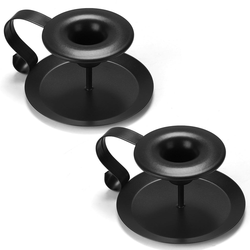 Wrought-Iron Taper Holder — Matte Black