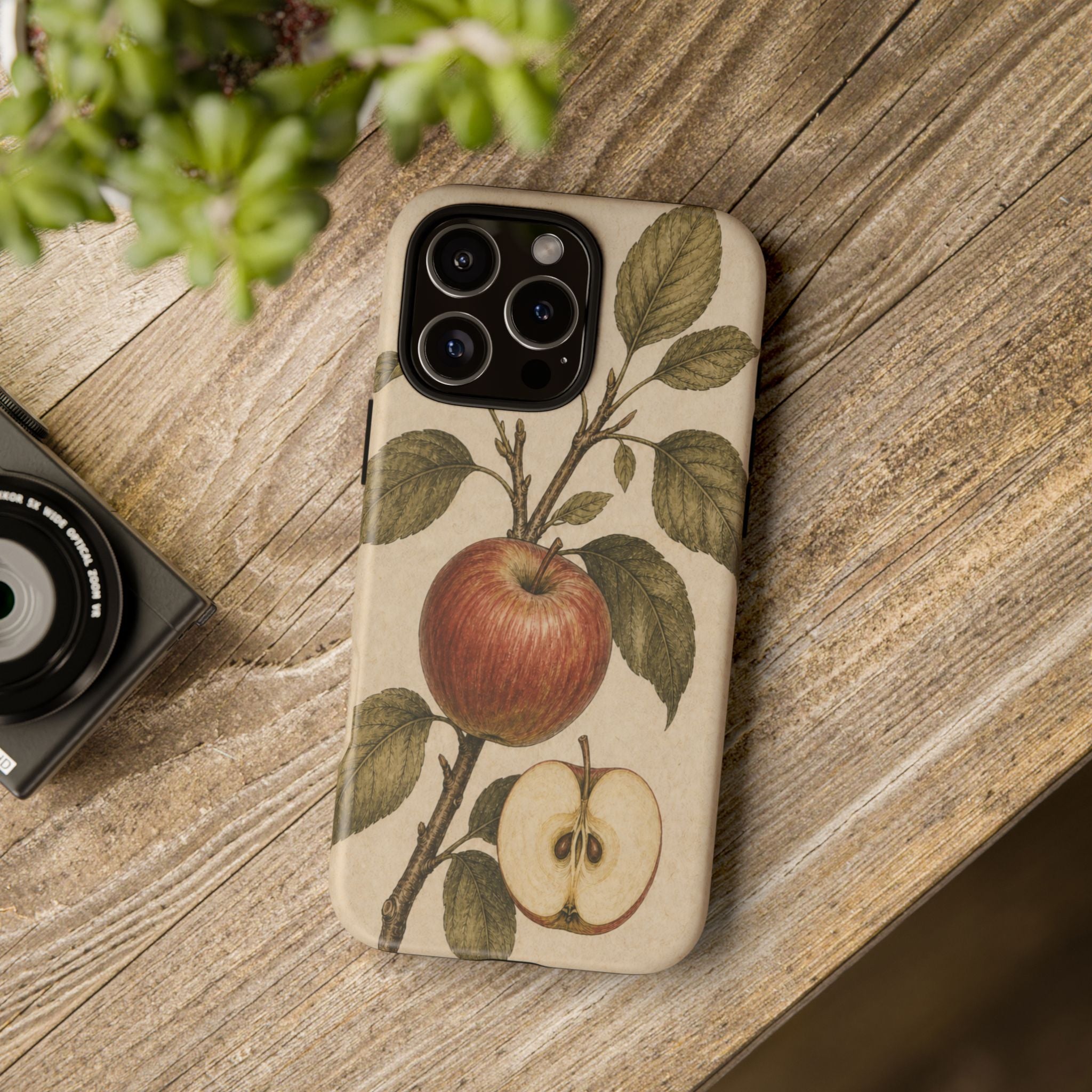 Vintage Botanical iPhone Case for iPhone 15–17, Heirloom Apple
