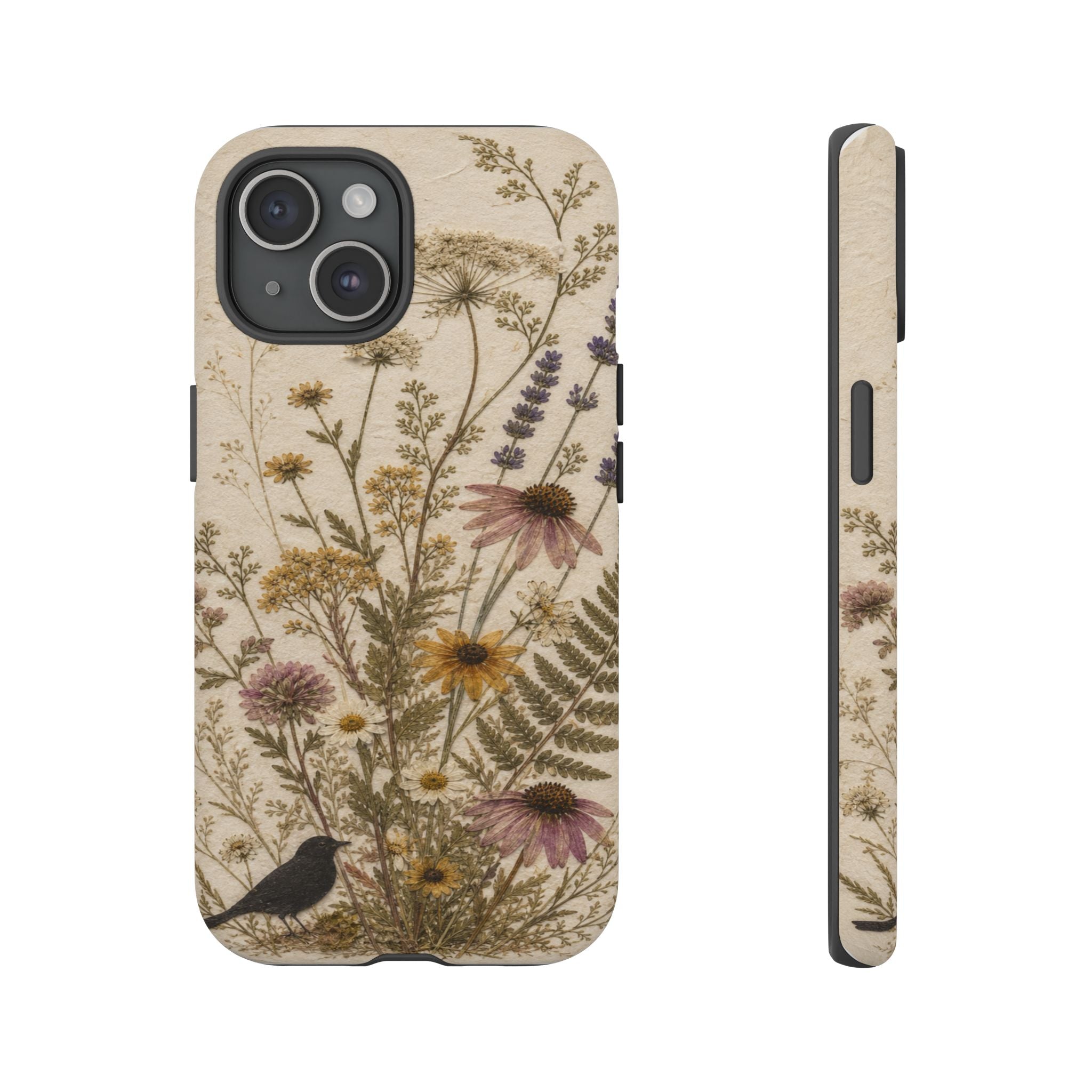 Pressed Flower iPhone Case for iPhone 15–17, Wildflower Herbarium