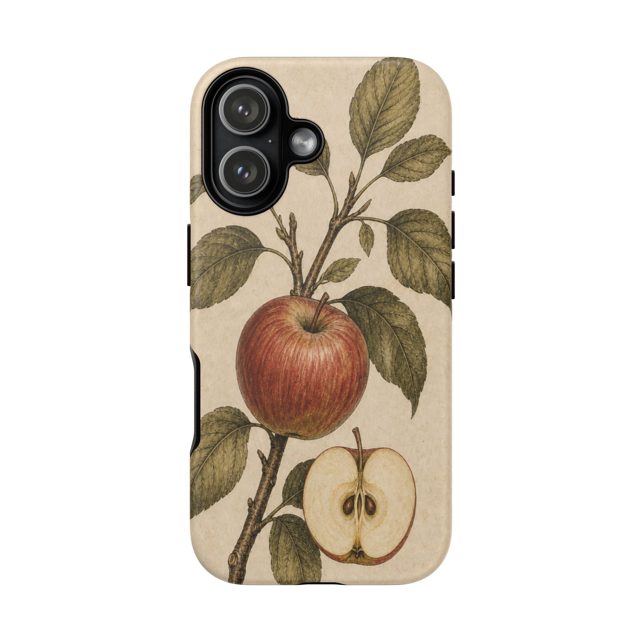 Vintage Botanical iPhone Case for iPhone 15–17, Heirloom Apple