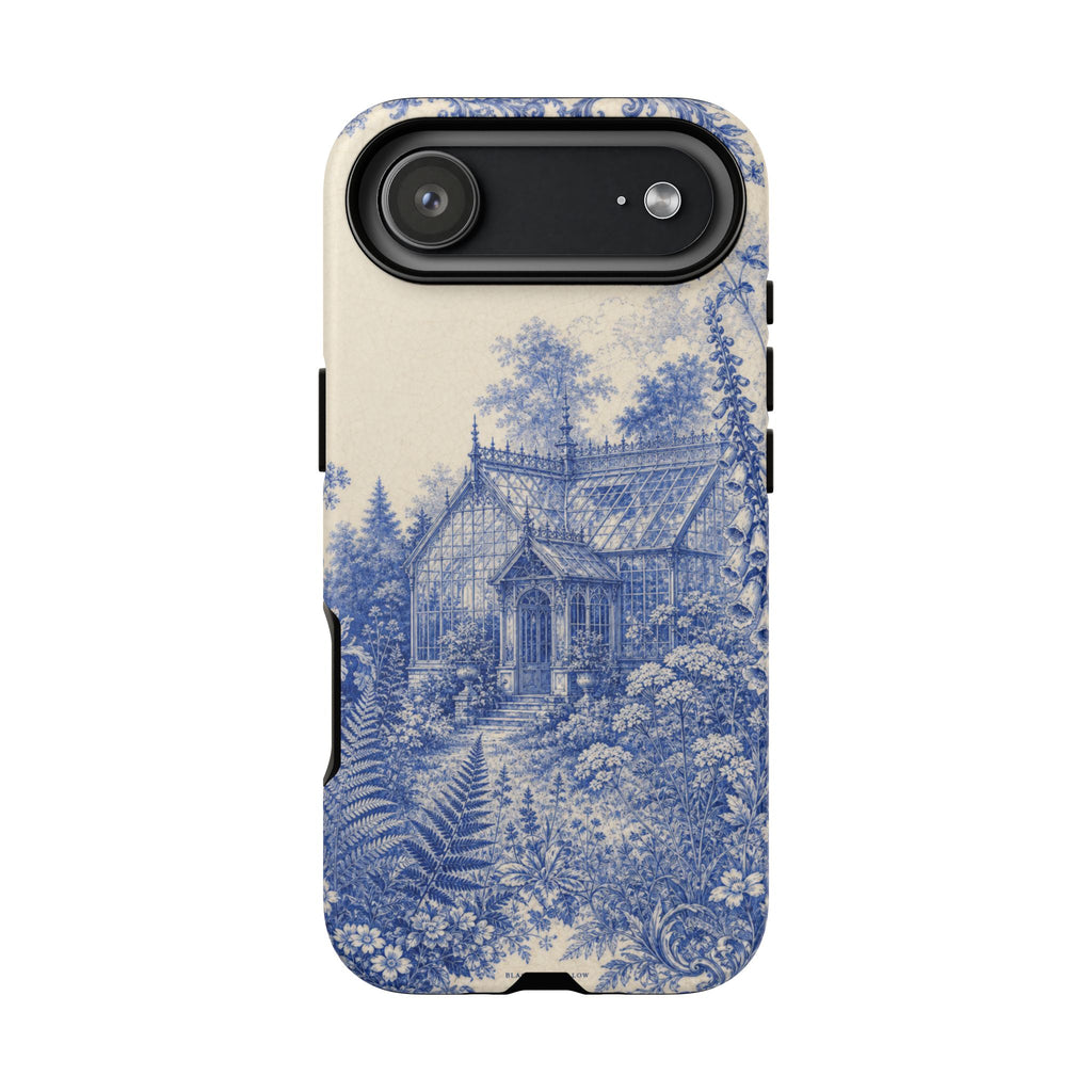 Blue Botanical iPhone Case for iPhone 15–17, Cobalt Greenhouse