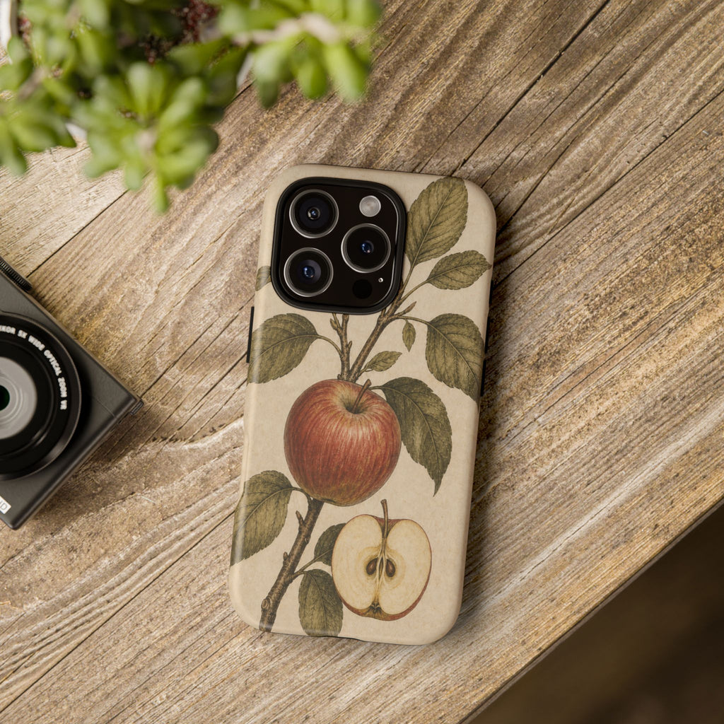 Vintage Botanical iPhone Case for iPhone 15–17, Heirloom Apple
