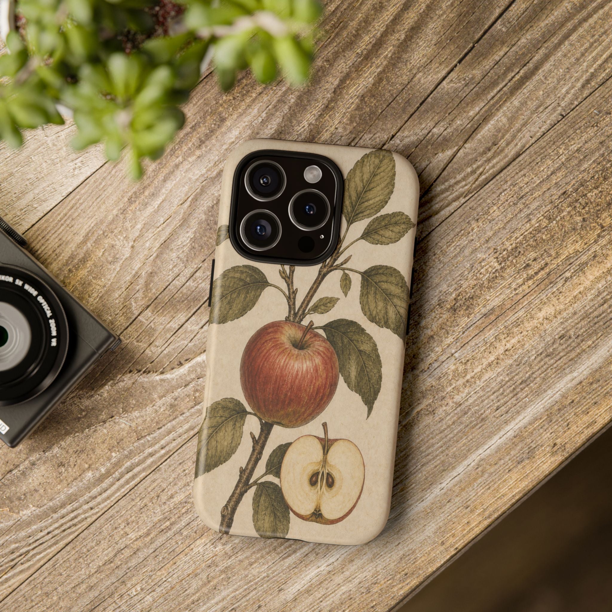 Vintage Botanical iPhone Case for iPhone 15–17, Heirloom Apple